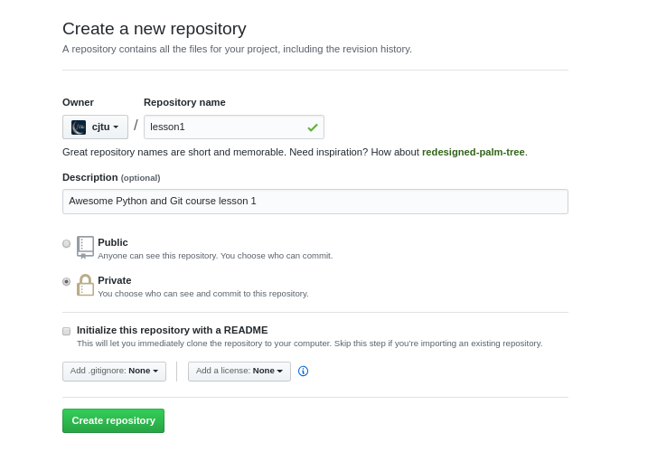 create new repo